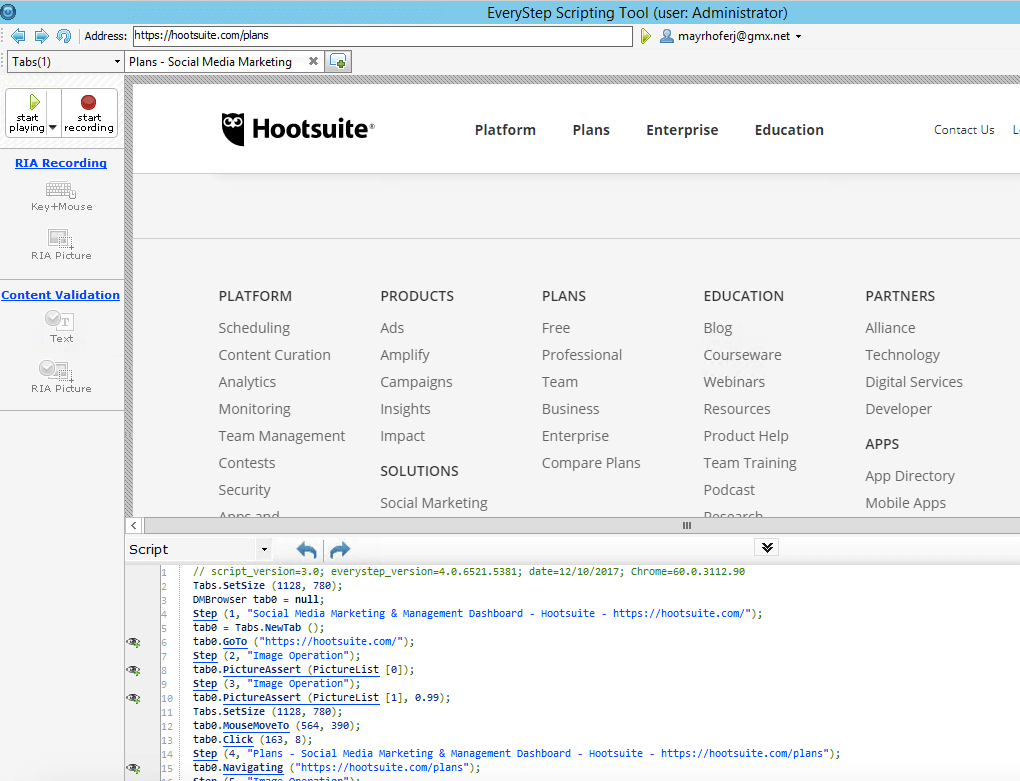 HTML5 سجل اختبار البرنامج النصي