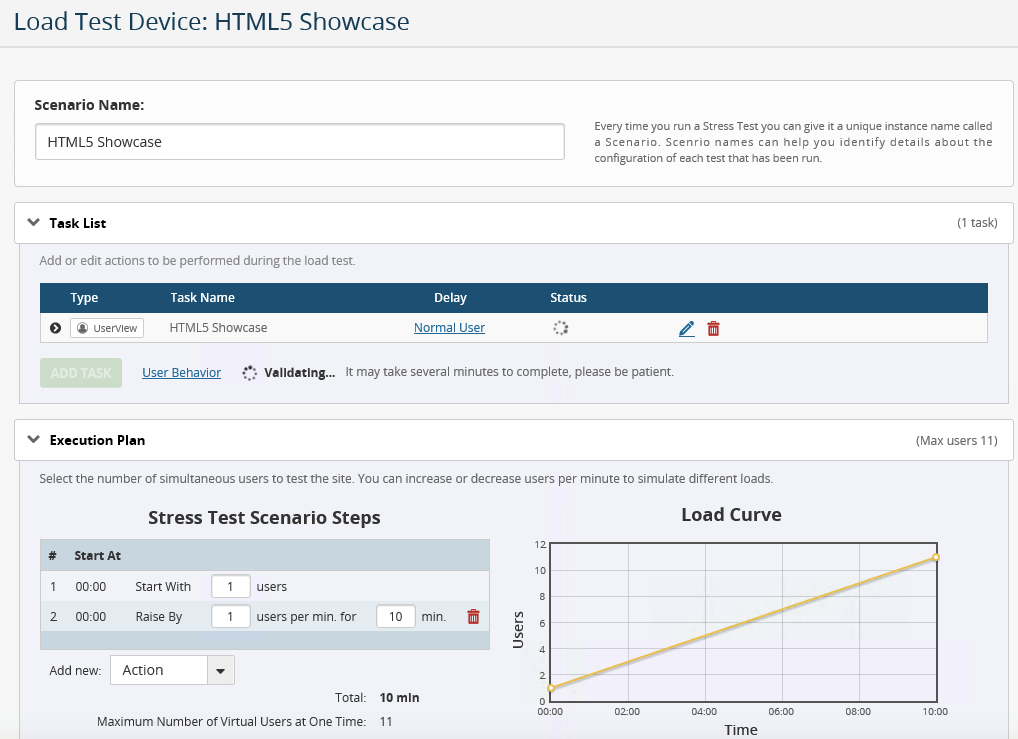 HTML5 Diseñar una prueba de carga