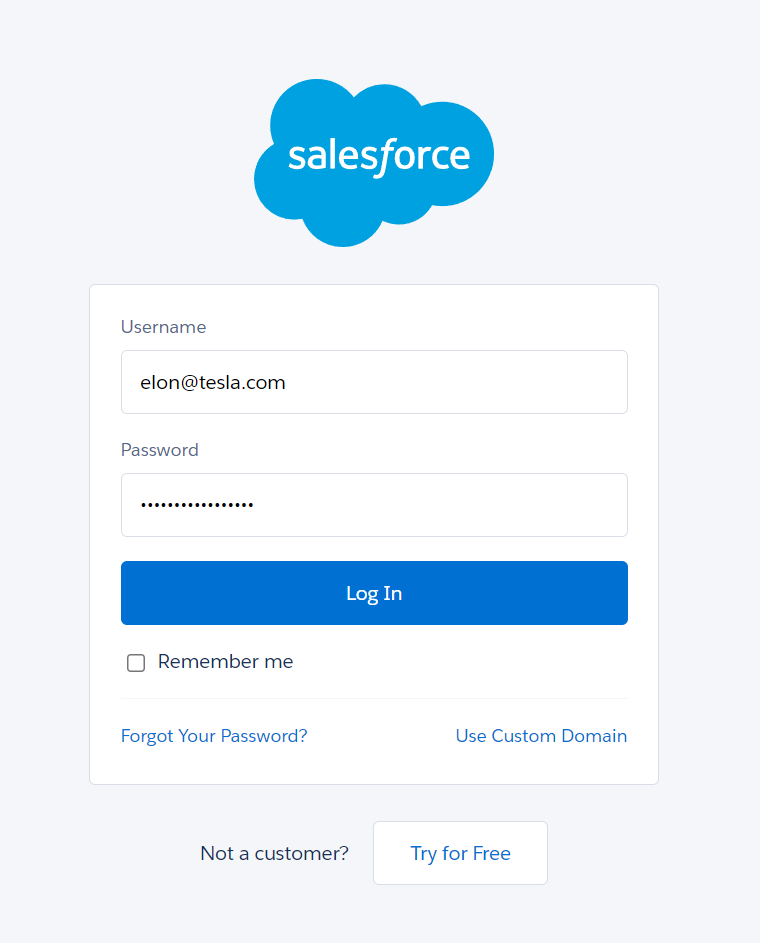 inicio de sesión de salesforce