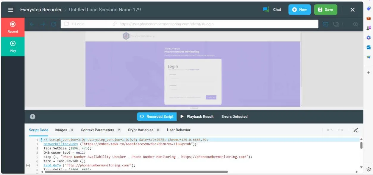 EveryStep Recorder playback preview and script editor