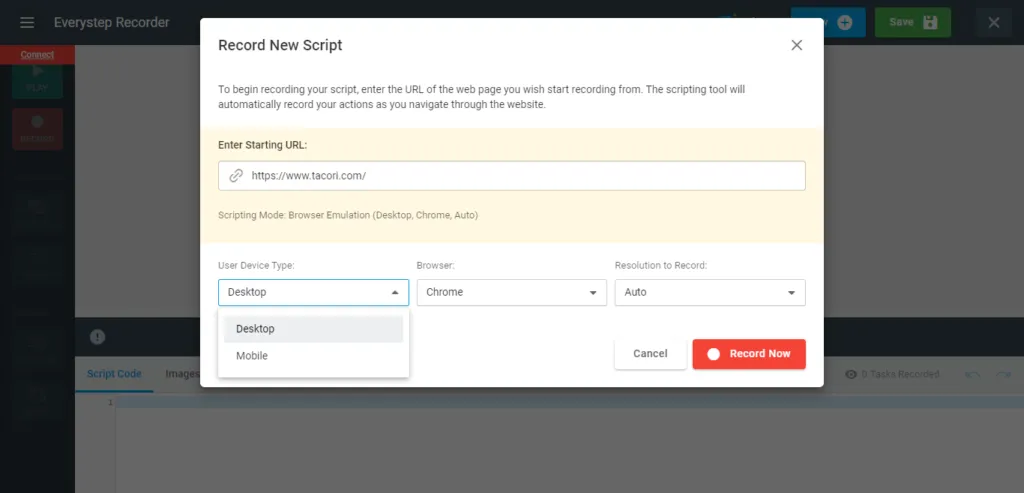 Record a New Script Device Type
