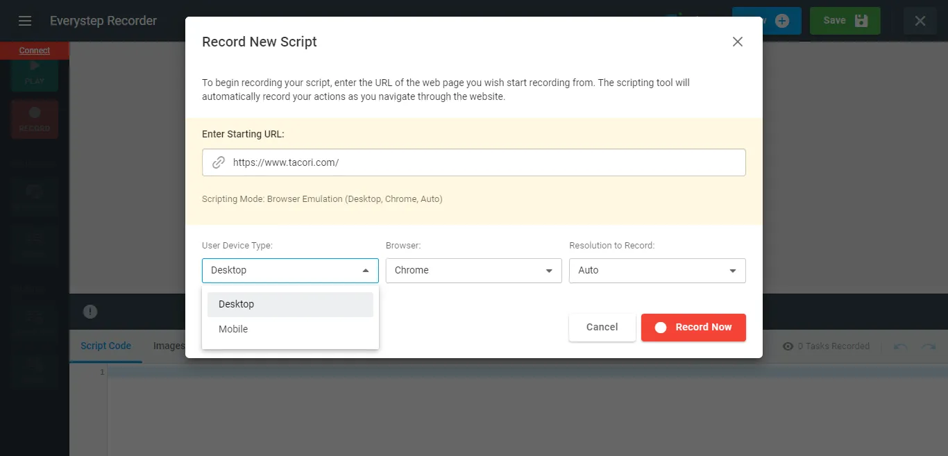 Record a New Script Device Type Record a New Script Device Type