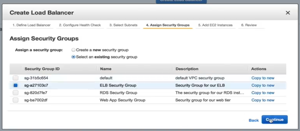 Assign Security Groups