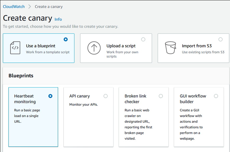 CloudWatch Create Canary