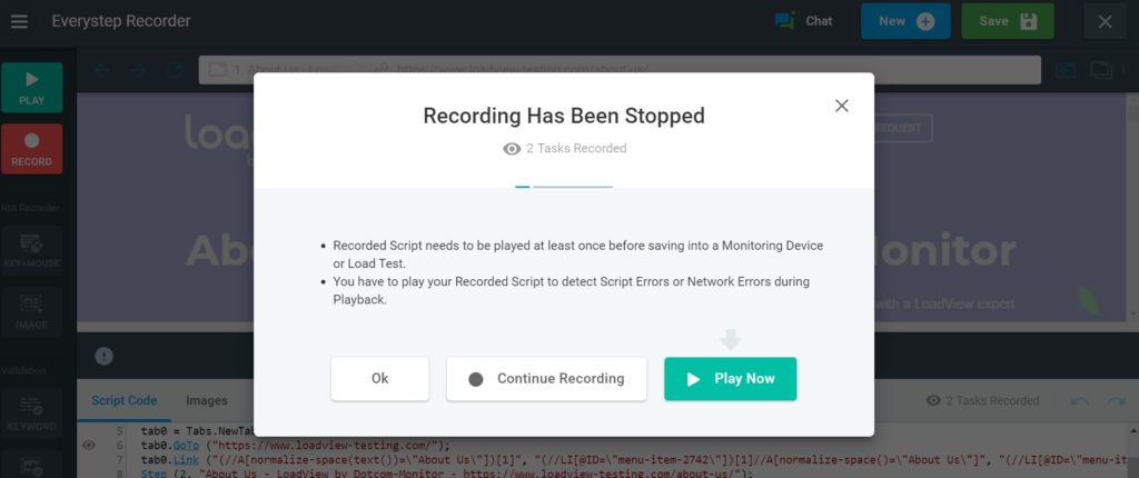 EveryStep Web Recorder Recording Stopped