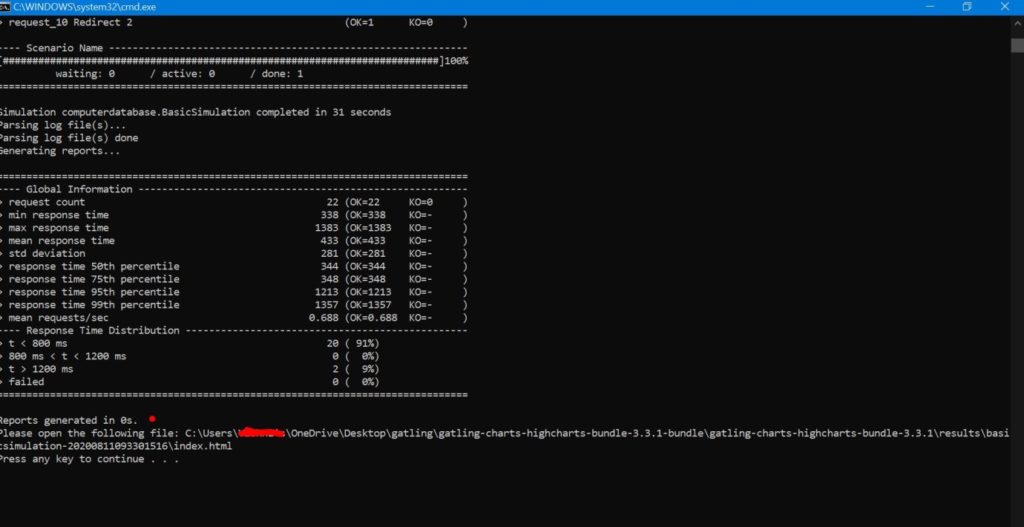 Gatling BasicSimulation Execution