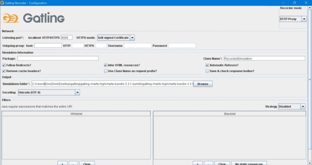 Gatling Recorder Configuration