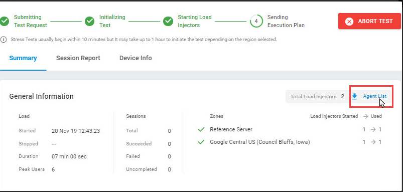 Internal Application Load Test Summary