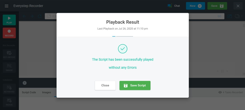 JavaScript Playback Result