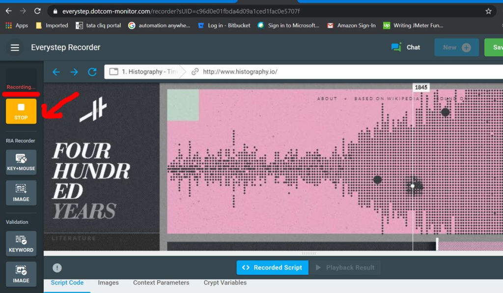 L’enregistrement JavaScript a commencé