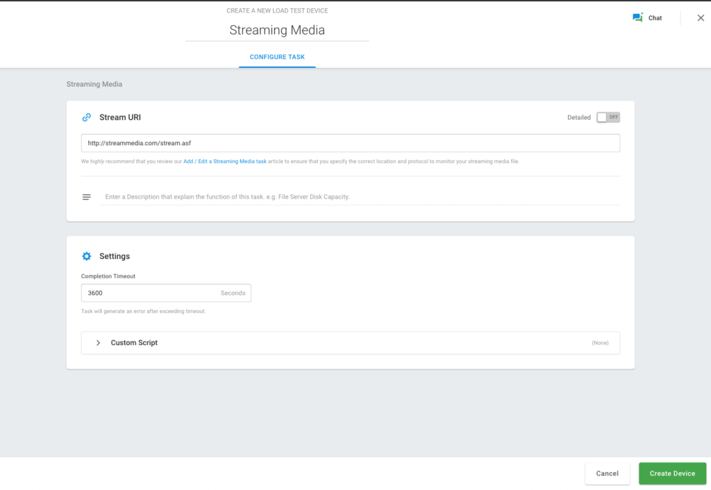 Streaming Media Configure Task