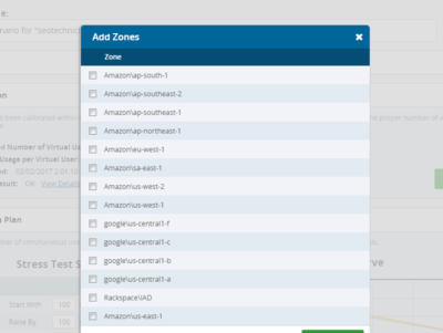 configuring test zones